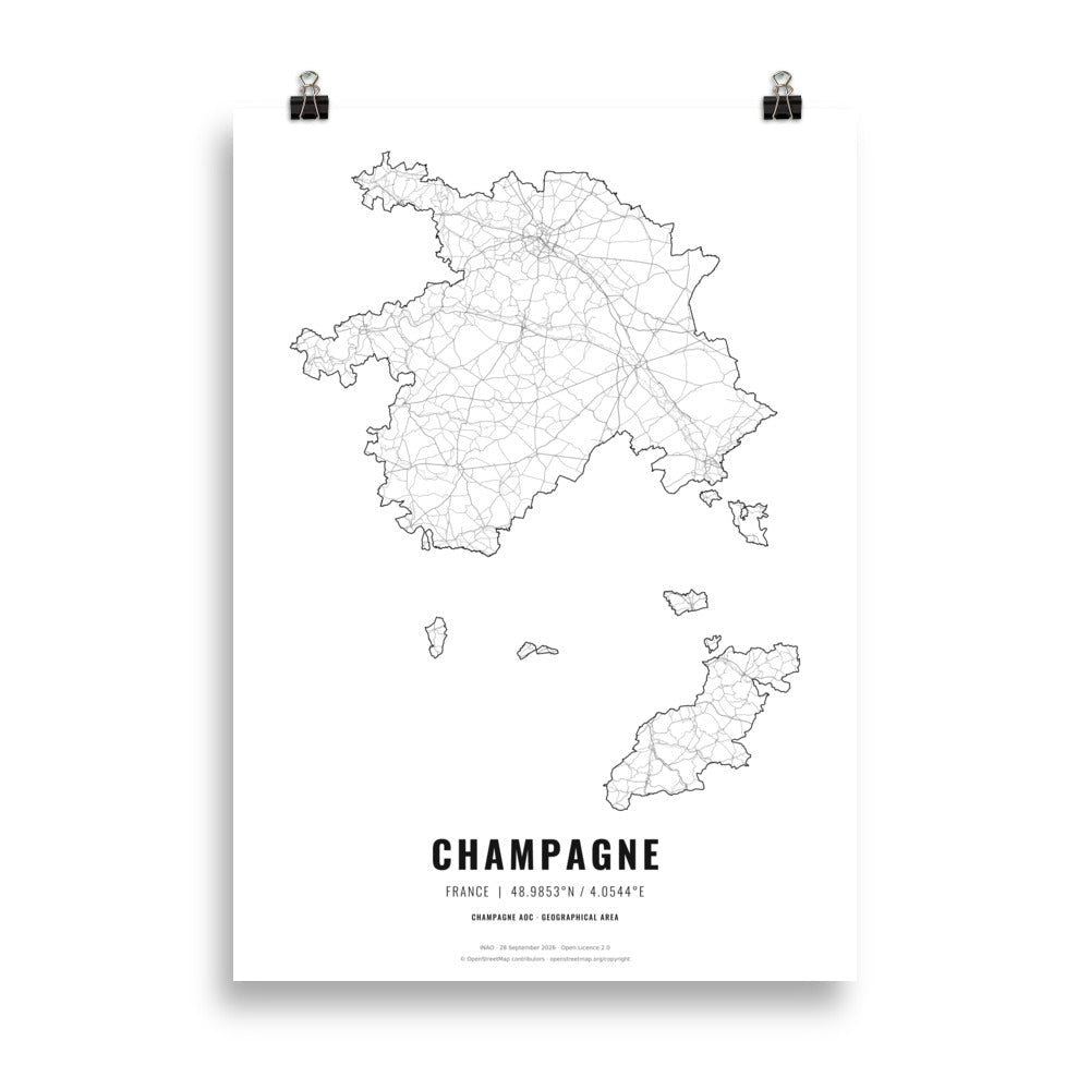 Champagne Wine Map Poster
