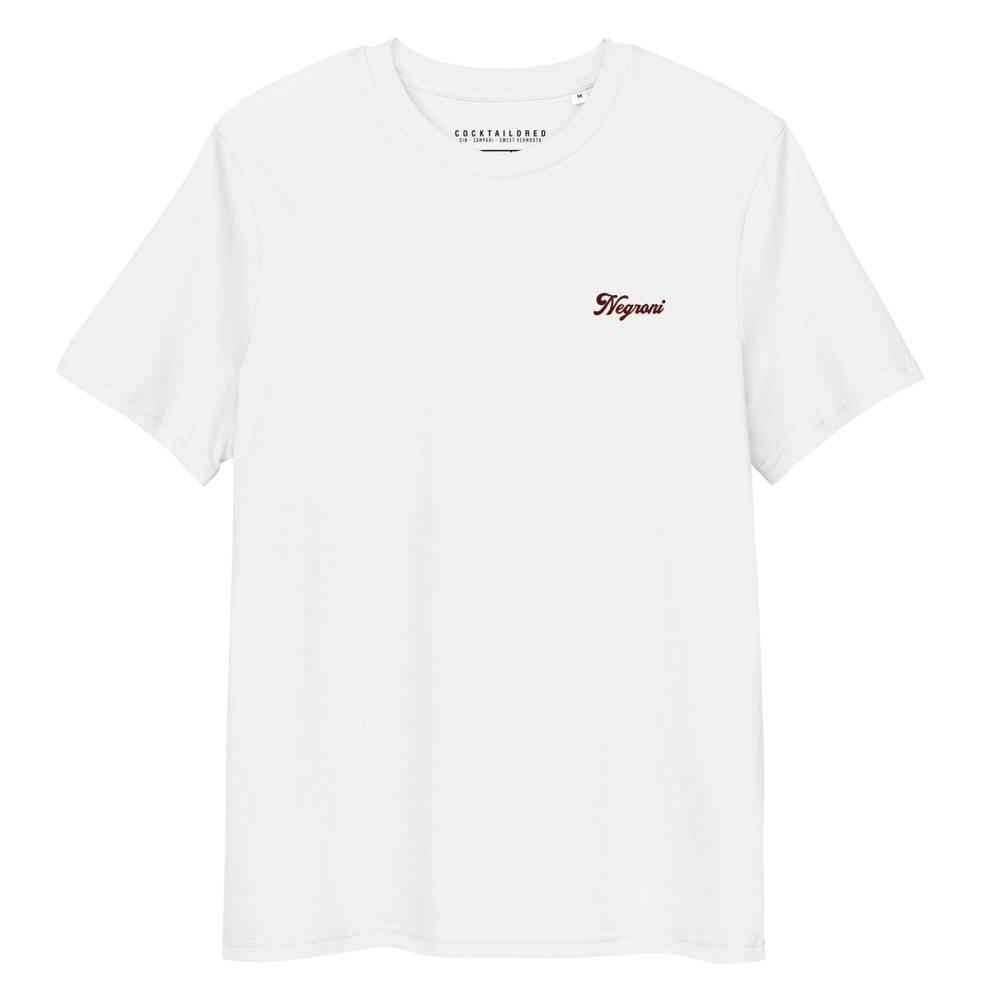 The Negroni Script Organic T-shirt - White - Cocktailored