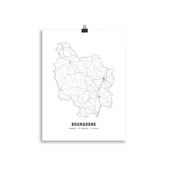 The Bourgogne Wine Map Poster - 30x40 cm - Cocktailored